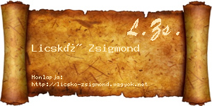 Licskó Zsigmond névjegykártya